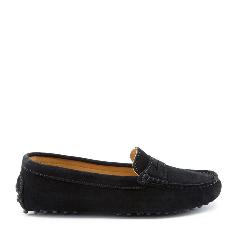 Women's Penny Driving Loafers, black suede - Hugs & Co.