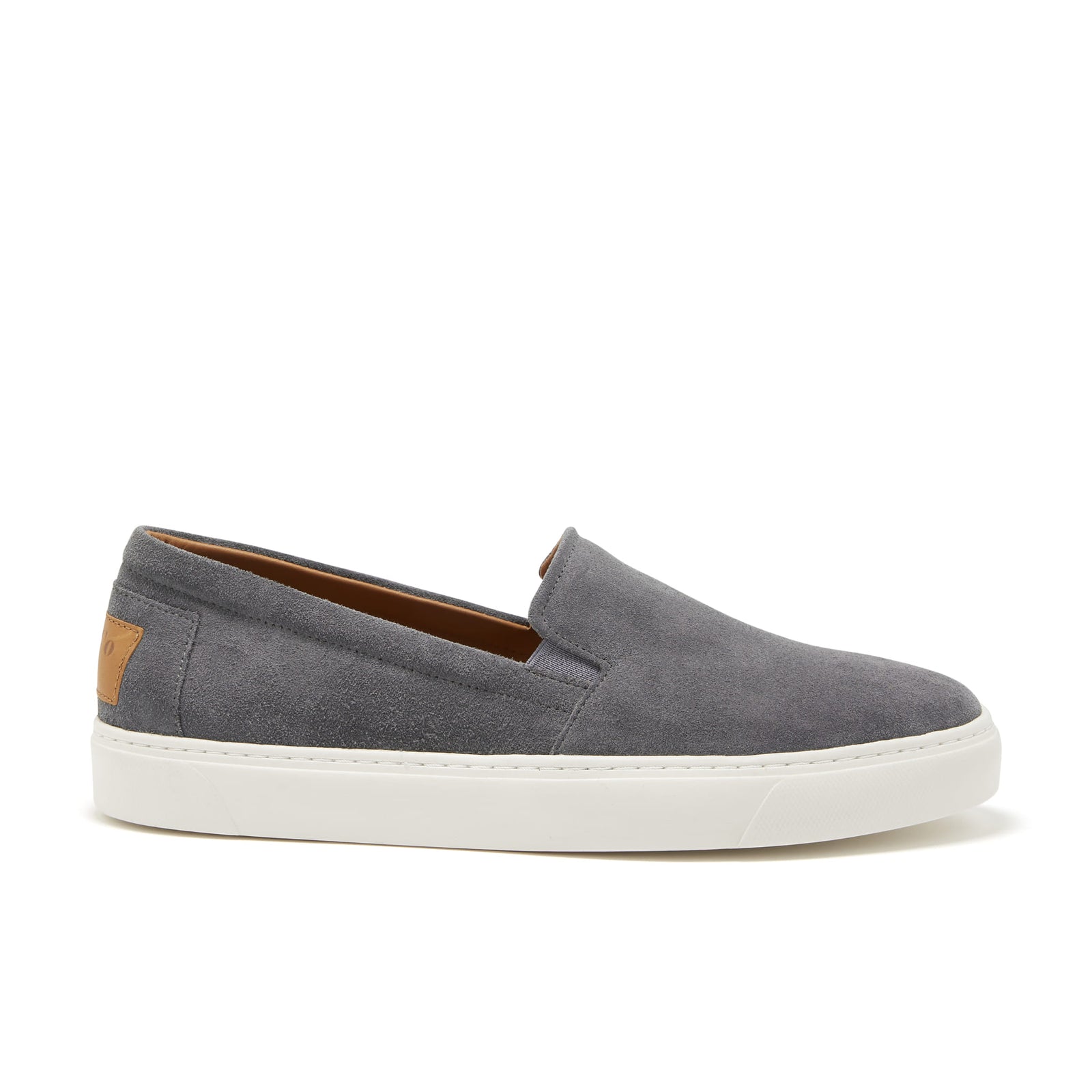 Grey suede sales slip ons