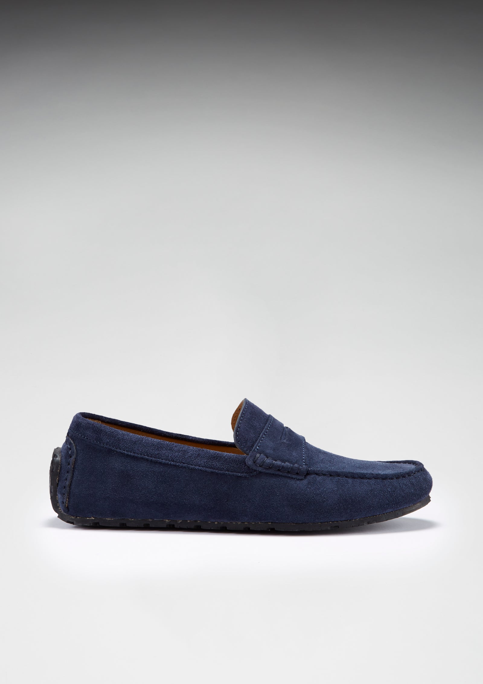 Women's Penny Loafers Leather Sole, navy blue suede - Hugs & Co.